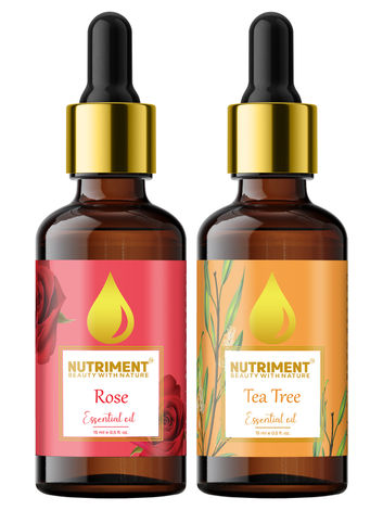 Buy Nutriment Tea Tree & Rose Essential Oil, 15ml Each (Pack of 2)-Purplle