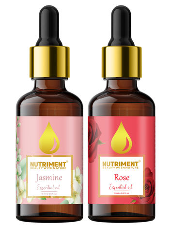 Buy Nutriment Jasmine & Rose Essential Oil, 15ml Each (Pack of 2)-Purplle