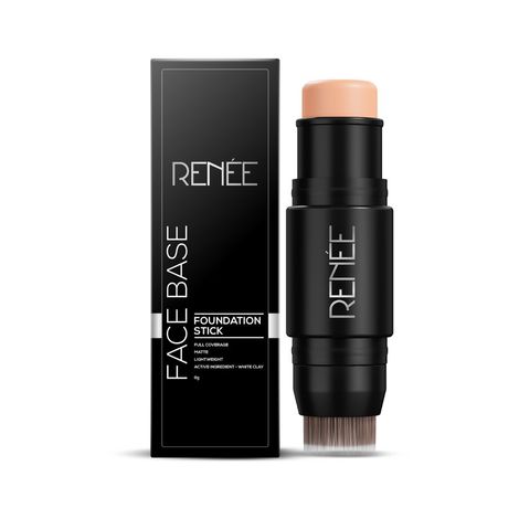 Buy RENEE Face Base Foundation Stick with Applicator - Mocha, 8 gm, Enriched with White Clay, Weightless, Long-lasting, Velvet Matte Finish formula Provides Full Coverage-Purplle