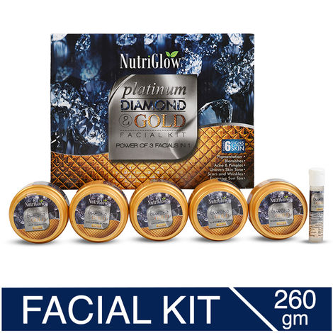 Buy NutriGlow Platinum, Diamond & Gold Facial Kit For Soothes Skin/ Power of 3 Facials in 1, 260 gm-Purplle