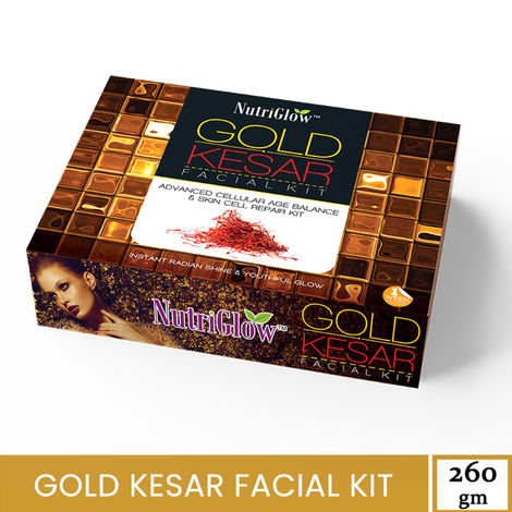Buy NutriGlow Gold Kesar Facial Kit For Instant Radiant Shine & Youthful Glow, 260 gm-Purplle
