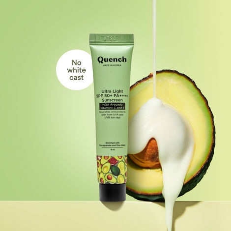 Buy Quench Botanics Vitamin E Spf 50+ Pa++++ Sunscreen With Avocado For Glowing Skin - 15 ml-Purplle