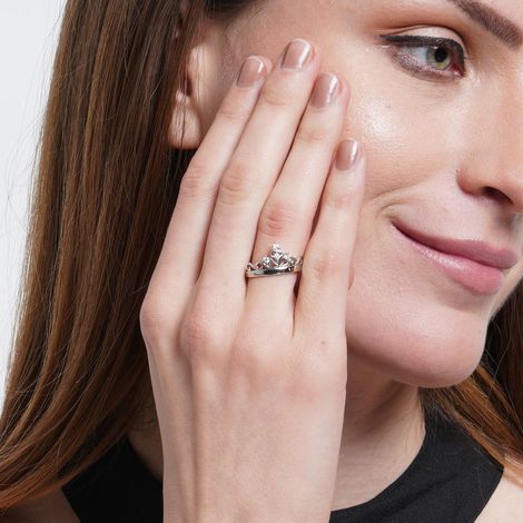 Karatcart Crown Shape Couple Adjustable Ring for Men and Women