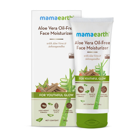 Buy Mamaearth Aloe Vera Oil-Free Face Moisturizer for Oily Skin with Aloe Vera & Ashwagandha for a Youthful Glow (80 g)-Purplle