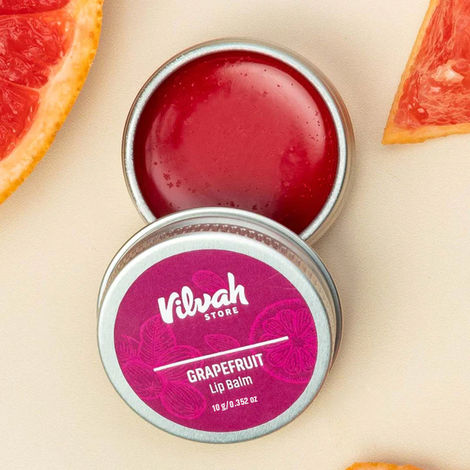 Buy Vilvah Store Grapefruit Lip Balm | For Dry Damaged And Chapped Lips | Moisturizing Lip Balms | Enriched With Shea Butter, Unrefined Beeswax & Essential Oils | 10 gm (Multicolor)-Purplle