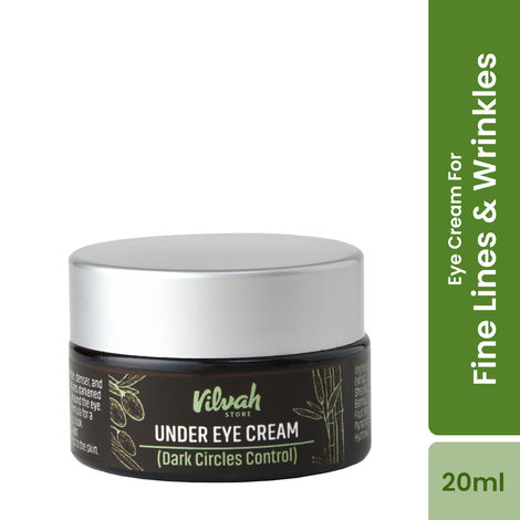 Buy Vilvah Store Under Eye Cream | For Dark Circles, Eye Puffiness, Fine Lines & Wrinkles | Minimizes Darkened, Stressed Appearance, Wrinkles, Puffiness Around the Eye | With Natural Ingredients, 20 ml-Purplle