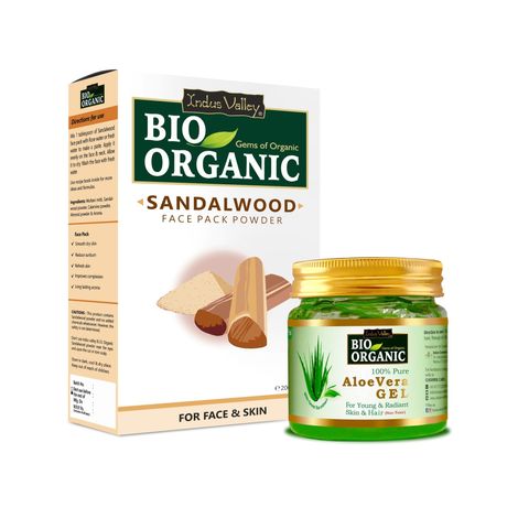 Buy Indus Valley Bio Organic Aloe vera Gel and Sandalwood Face Pack Powder combo for skin and face care (175ml +200g)-Purplle