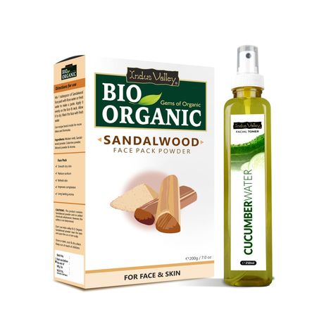 Buy Indus Valley Bio Organic Multani Mitti Powder & Aloevera Cucumber water Toner for skin & face care - (200g+250ml)-Purplle