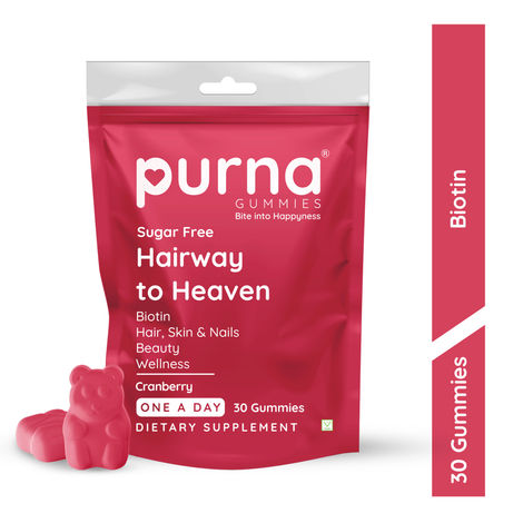 Buy Purna Gummies 5000mcg Biotin Cranberry Sugar Free Gummies With Vitamin B12 For Hair, skin & Nail, 30 Day Pack-Purplle