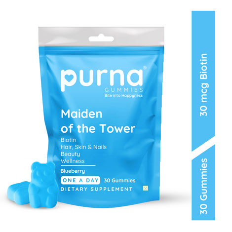 Buy Purna Gummies 5000mcg Biotin Blueberry Gummies With Vitamin B12 For Hair, skin & Nail, 30 Day Pack-Purplle
