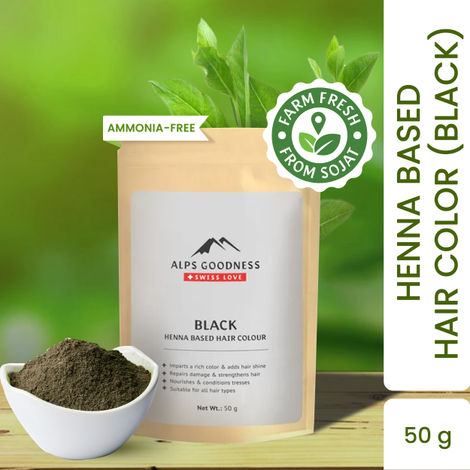 Buy Alps Goodness Henna Based Hair Color Powder - Black (50 gm) | Ammonia Free | Peroxides Free | Enriched with herbs| Black Henna Powder | Kali Mehendi| Sojat Mehendi| Henna Powder for Hair | Alps Goodness Henna-Purplle