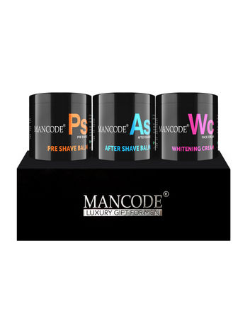 Buy Mancode Gift Set for Men - Premium Luxury Shaving Essential Kit (Pre Shave Balm + After Shave Balm + Whitening Cream) Gift Set - 06-Purplle