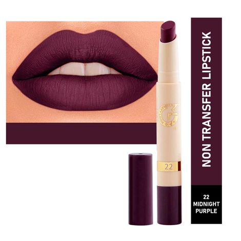 Buy Matt look Velvet Smooth Non-Transfer, Long Lasting & Water Proof Lipstick, Midnight Purple (2gm)-Purplle