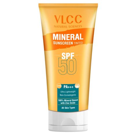 Buy VLCC Mineral Sunscreen Tinted SPF 50 PA+++ Ultra Lightweight Non-Comedogenic (50 g)-Purplle