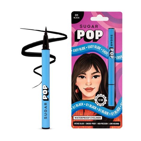 Buy SUGAR POP Waterproof Eyeliner - Intense Black Pigment, Lightweight, Quick Drying Formula, Sweat Proof, Water Proof, Long Lasting, Matte Black, Felt Tip Applicator l Lasts up to 12 Hours-Purplle