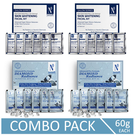 Buy NutriGlow NATURAL'S Advanced Pro Formula Combo Pack of 4 Diamond & Skin Whitening Facial Kit For Brightens Up Dull Skin, 60gm each-Purplle