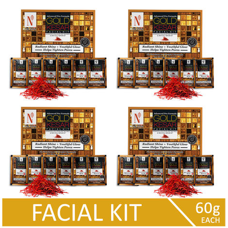 Buy NutriGlow NATURAL'S Advanced Pro Formula Combo Pack of 4 Gold Kesar Facial Kit For Relief From Sunburn, 60gm each-Purplle