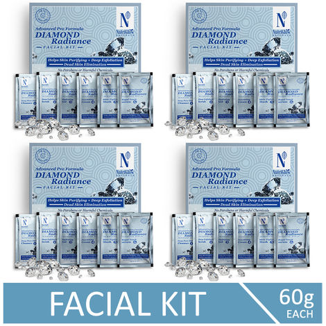 Buy NutriGlow NATURAL'S Advanced Pro Formula Combo Pack of 4 Diamond Radiance Facial Kit For Make Skin Acne & Spot Free, 60gm each-Purplle