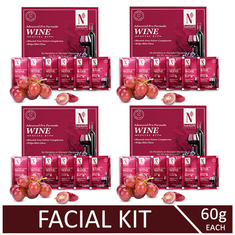 Buy NutriGlow NATURAL'S Advanced Pro Formula Combo Pack of 4 Wine Facial Kit For Fairer Complexion, 60gm each-Purplle