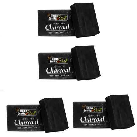 Buy Online Quality Store Activated Charcoal Soap for face and Body Wash 4 x 100 g |Activated Charcoal Bath Soap for Deep Clean bath Soap|Chemical Free {Charcoal_Soap_4}-Purplle