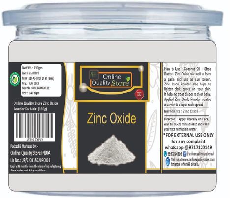 Buy Online Quality Store 100% Organic Zinc Oxide (Face Pack, Skin Care)_150g - Natural Zinc Oxide Powder Nano, Perfect for DIY Sunscreens Powder{jar_Zinc_Oxide_150g}-Purplle