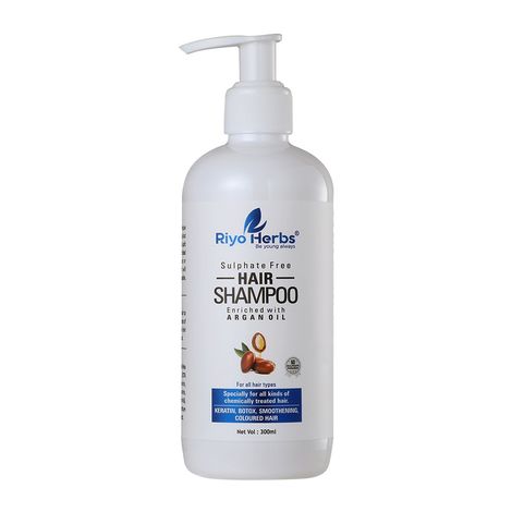 Buy Riyo Herbs Argan Oil Shampoo, Sulphate Free Organic for Damaged, Dry & Frizzy Hair, 300 ml-Purplle