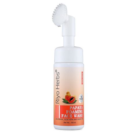 Buy Riyo Herbs Papaya Foaming Face Wash With Attached Silicone Cleanser Brush For Deep Cleansing, 150 ml-Purplle