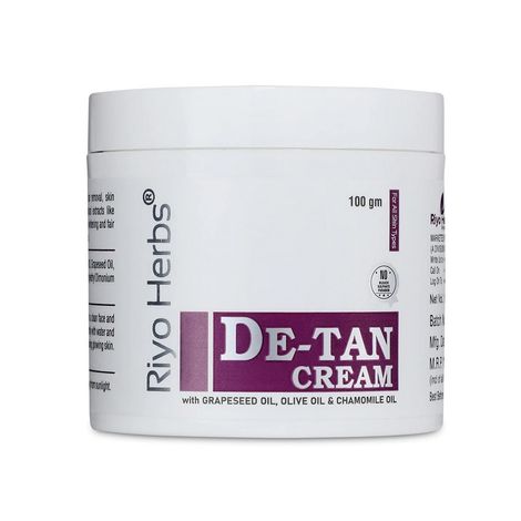 Buy Riyo Herbs De-Tan Cream with Grapeseed & Olive Oil, for Face, Neck & Hands for Tan Removal, 100gm-Purplle
