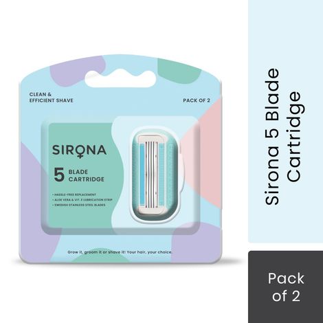 Buy Sirona Hair Removal Razor Blades/Refills/Cartridges for Women – Pack of 2 with 5 Swedish Stainless Steel Blade, Aloe Vera & Vitamin E Lubrication Strip-Purplle