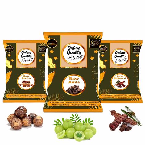 Buy Online Quality Store Hair Care Combo - 900 gm (Set of 3) |reetha amla shikakai combo raw form |raw reetha for hair |Aritha|Reetha|Ritha|Soapnuts (Sapindus Mukorossi) {raw_Ritha_amla_Shai_900}-Purplle