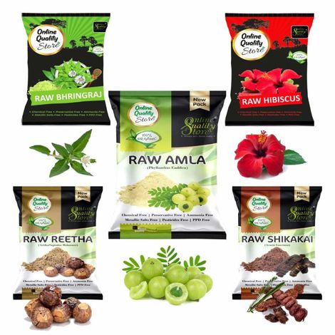 Buy Online Quality Store Hair Care Combo - 500 gm (Set of 5) |herbal hair shampoo and hair mask(RAw form -Amla,Reetha, Shikakai,bhringraj and Hibiscus) |dry hibiscus flowers{Raw_hcombo_500g}-Purplle