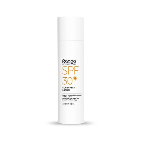 Buy Raaga Professional SPF 30 PA++++ Sunscreen Lotion with UVA + UVB Protection, Anti Tan Actives, Non Greasy, Water and Sweat Proof Technology, All Skin Types, 55 ml-Purplle