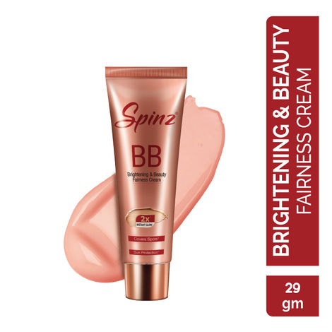 Buy Spinz BB Brightening & Beauty Fairness Cream that Covers Spots, Gives 2X Instant Glow & Sun Protection, 29 g-Purplle