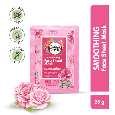 Buy Buds & Berries Skin Smoothing Bulgarian Rose Sheet Mask | NO Paraben, NO Silcone - 25 gm-Purplle