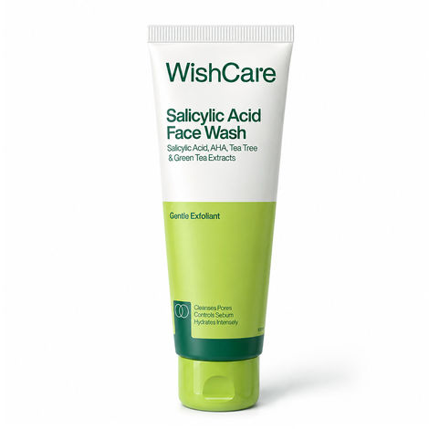 Buy WishCare 2% Salicylic Acid Face Wash with AHA, GreenTea & Tea Tree For Oliy & Acne Prone|Gently Exfoliates & Unclogs Pores|Reduces Active Acne, Blackheads & Whiteheads|Suitable for Both Men & Women|100 ml-Purplle
