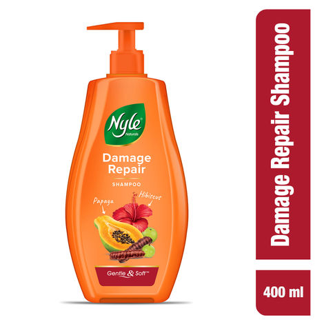 Buy Nyle Naturals Damage Repair Shampoo, With Papaya, Hibiscus and Shikakai,Gental & Soft, pH Balanced and Paraben Free, For Men & Women,400ml-Purplle