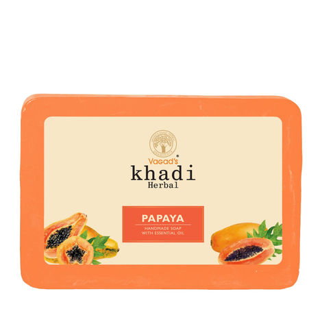 Buy Vagad's Khadi Herbal Gramodaya Papaya Soap 125 gm | Reduce irregular pigmentation | | Free from Parabens | Silicon Free (Pack of 3)-Purplle