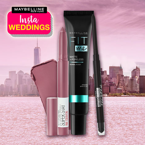 Buy Maybelline New York InstaWeddings Mystical Weddings Combo - Pack of 3 (Fit Me Primer - Matte + Poreless, 30g + SuperStay Caryon - Stay Exceptional, 1.2g + Tattoo Studio Smokey Gel Pencil - Black, 0.28g)-Purplle