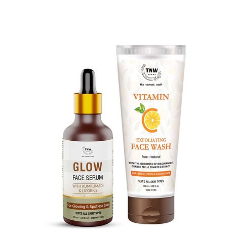 Buy Combo of 2- Vitamin C Exfoliating Face Wash 100ml & Glow Face Serum 30ml-Purplle