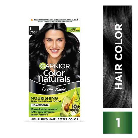 Buy Garnier Color Naturals Nourishing Permanent Hair Color - Natural Black 1 (70 ml + 60 g)-Purplle