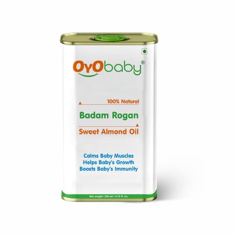 Buy Oyo Baby Badam Rogan Sweet Almond Oil | Rich In Vitamin -E For Healthy Skin , Hair And Body | Edible - For Calms Baby Muscles Helps Babys Growth Boosts Babys Immunity - 200 ml-Purplle