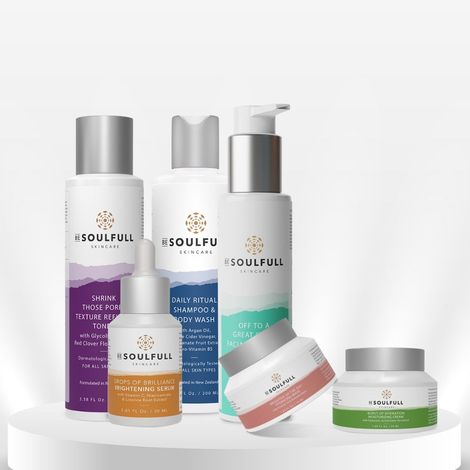 Buy Be Soulfull One Stop Beauty Box I Daily Regime I Cleanser, Toner, Mask, Moisturizer, Serum, Body Wash & Shampoo I Vegan & Cruelty Free I No Parabens, Sulphates & Silicones I All Skin Type I For Men & Women - 6 Products - Combo of 6-Purplle