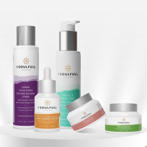 Buy Be Soulfull Give Me Five I Facial Cleanser, Toner, Mask, Serum, Moisturizer I Vegan & Cruelty Free I No Parabens, Sulphates & Silicones I All Skin Type I For Men & Women - 5 Products - Combo of 5-Purplle