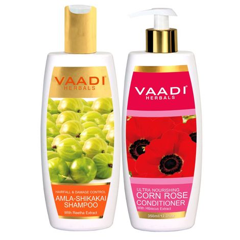 Buy Vaadi Herbals A mla Shikaki Shampoo - Hairfall & Damage Control with Corn Rose Conditioner (350 ml x 2)-Purplle