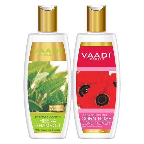 Buy Vaadi Herbals Superbly Smoothing Heena Shampoo with Corn Rose Conditioner (350 ml x 2)-Purplle