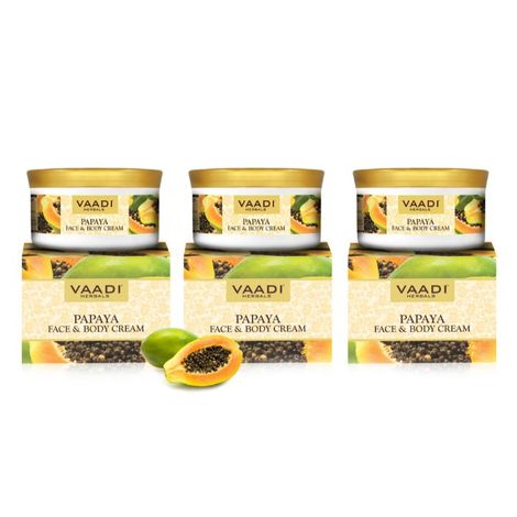 Buy Vaadi Herbals Value Pack Of 3 Papaya Face & Body Cream (150 g * 3)-Purplle