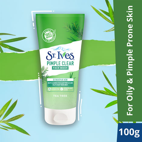 Buy St. Ives Tea Tree Pimple Clear Face Wash Cleanser for Pimple Prone Skin Deep Cleansing with 100% Natural Extract & 2% Salicylic Acid 100g-Purplle