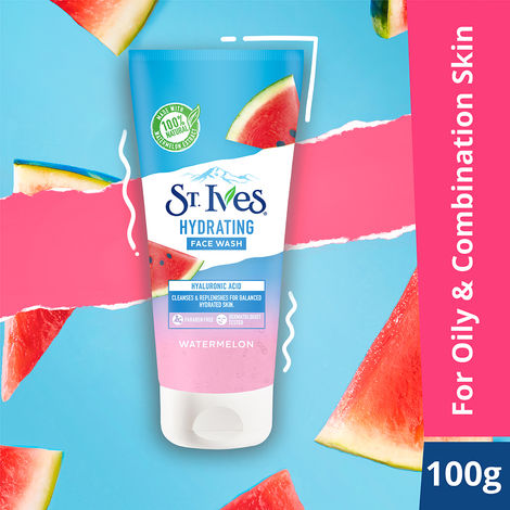 Buy St. Ives Watermelon Hydrating Face Wash Cleanser for Combination Skin Deep Cleansing and Hydration with 100% Natural Extract & Hyaluronic Acid 100g-Purplle