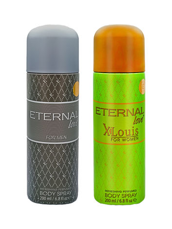 Buy ETERNAL Love for Men Deodorant Perfumed Bodyspray, 200 ml & X-Louis for Women Deodorant Perfumed Bodyspray, 200 ml-Purplle