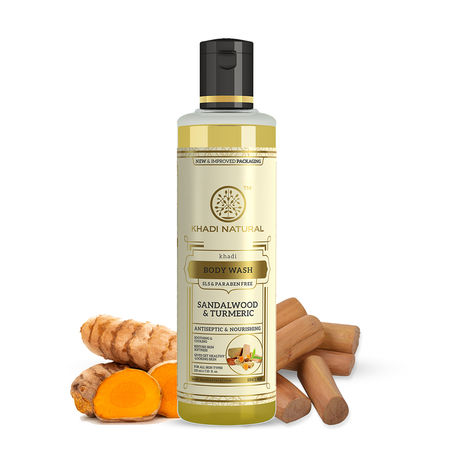 Buy Khadi Natural Sandal & Turmeric Herbal Body Wash| Restore Skin Softness| SLS & Paraben Free - (210ml)-Purplle